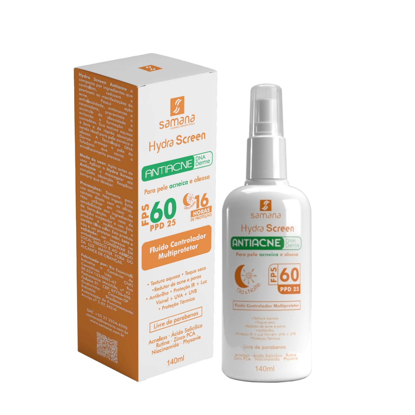 Protetor Solar Fluido Antiacne Hydra Screen FPS 60 140ml