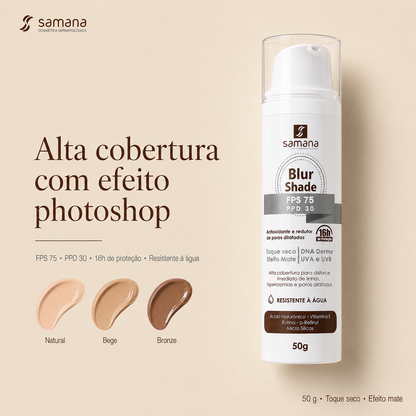 Samana DD Cream Blur Shade FPS 75 50g — alta cobertura com efeito mate, 3 tons