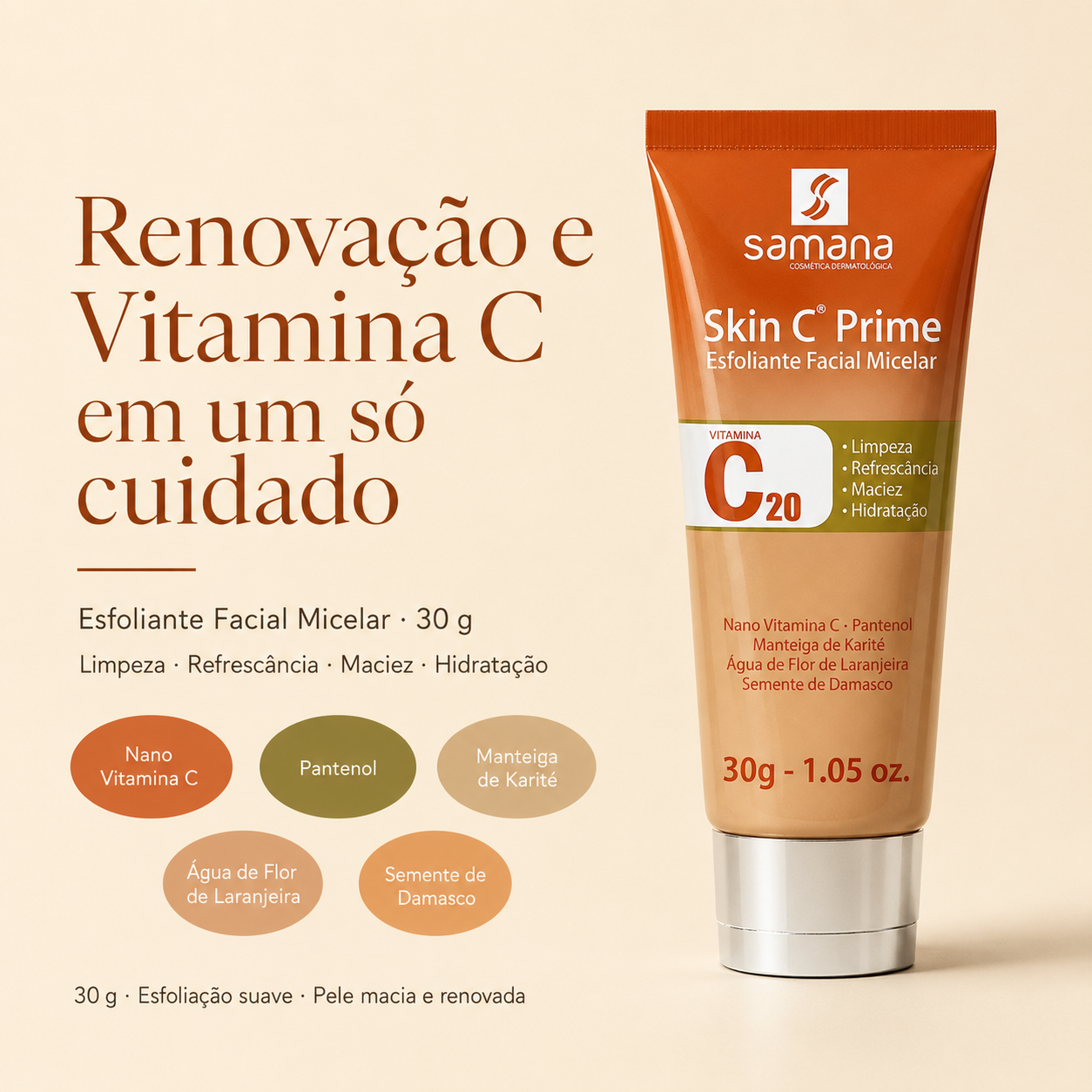 Samana Esfoliante Micelar com Vitamina C Skin C Prime 30g