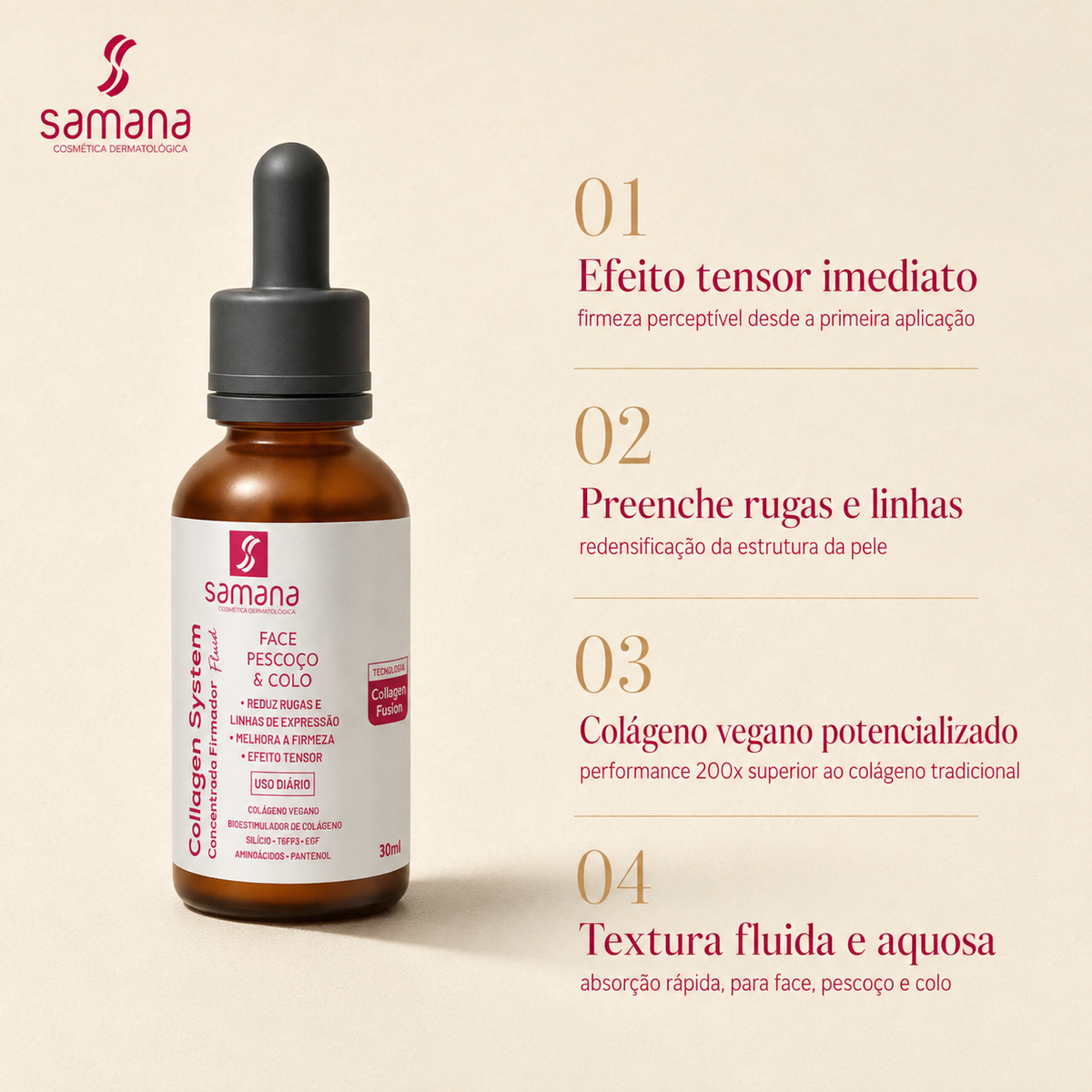 Fluido Collagen System Firmador e Redutor de Linhas 30ml — principais benefícios