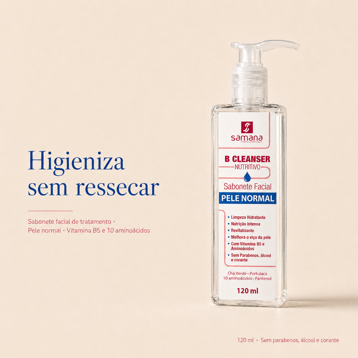 Sabonete Facial B Cleanser Nutritivo Samana 120ml — higieniza sem ressecar