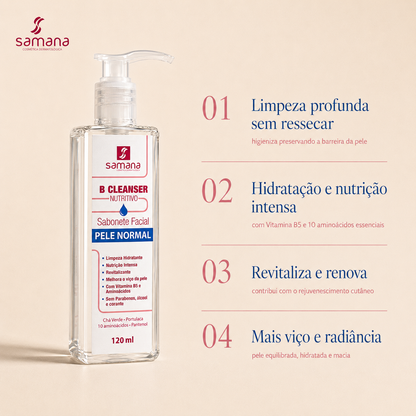 Sabonete Facial B Cleanser Nutritivo Samana 120ml — principais benefícios
