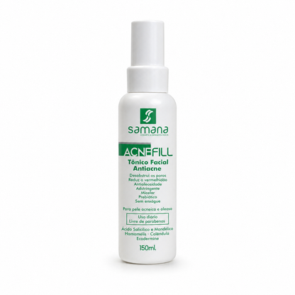 Tônico Facial Antiacne Prebiótico Acnefill 150ml — frasco e embalagem