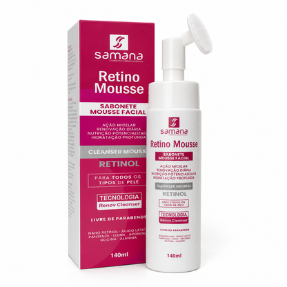 Sabonete Facial Retino Mousse 140ml — frasco e embalagem