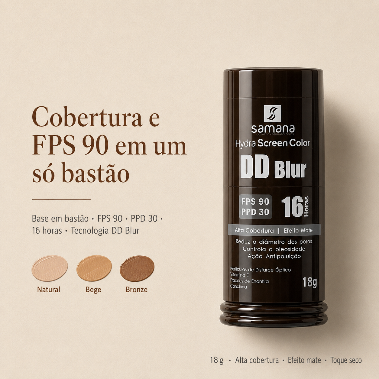 Protetor Tonalizante Bastão Samana DD Blur FPS 90 18g