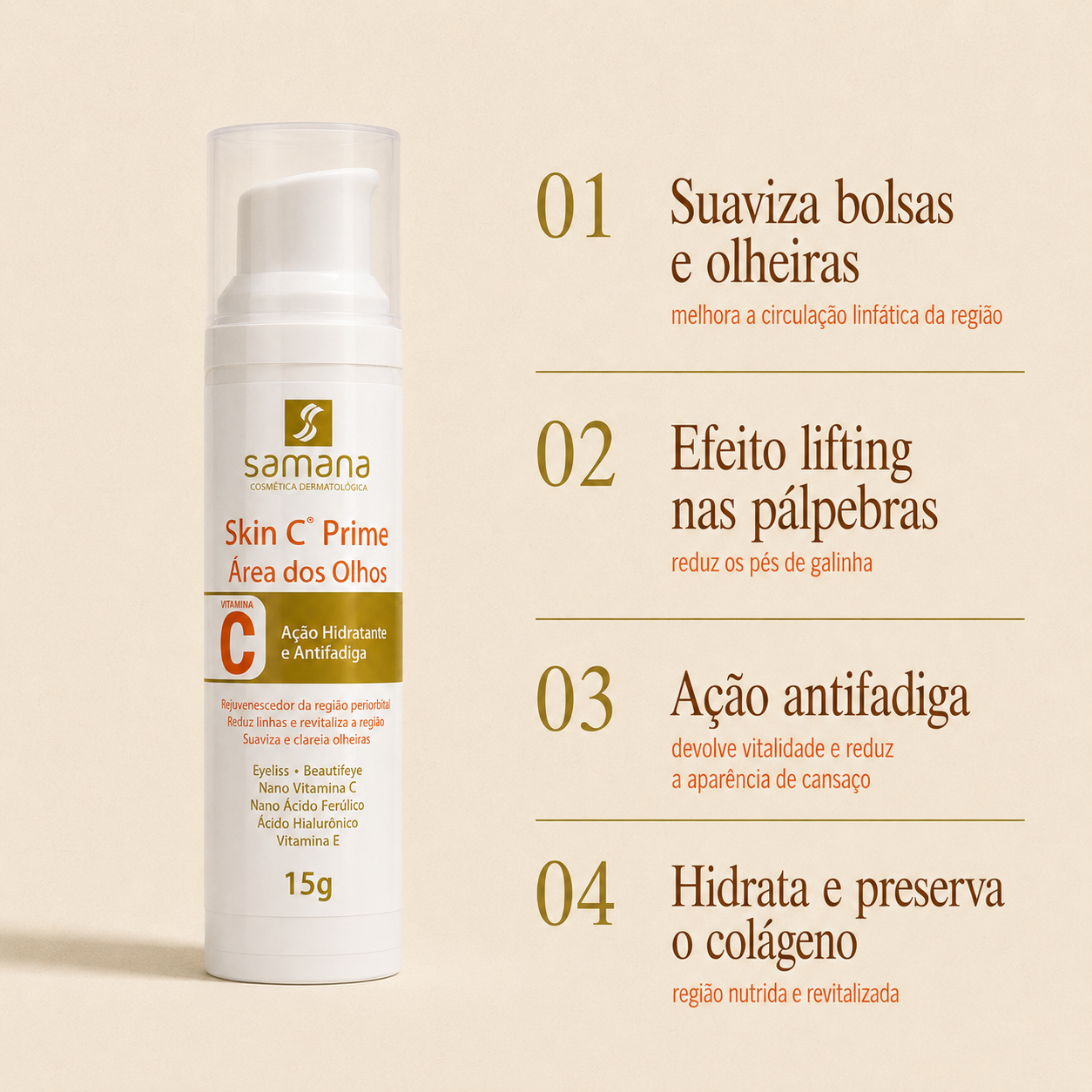 Samana Serum para Área dos Olhos com Vitamina C Skin C Prime 15g