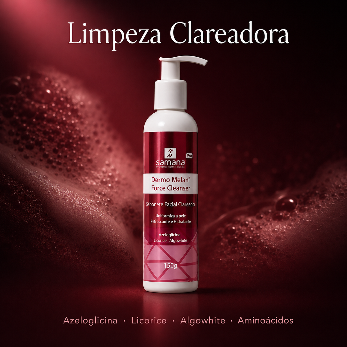 Samana Sabonete Clareador Dermo Melan Force Cleanser 150ml — tecnologia e ativos