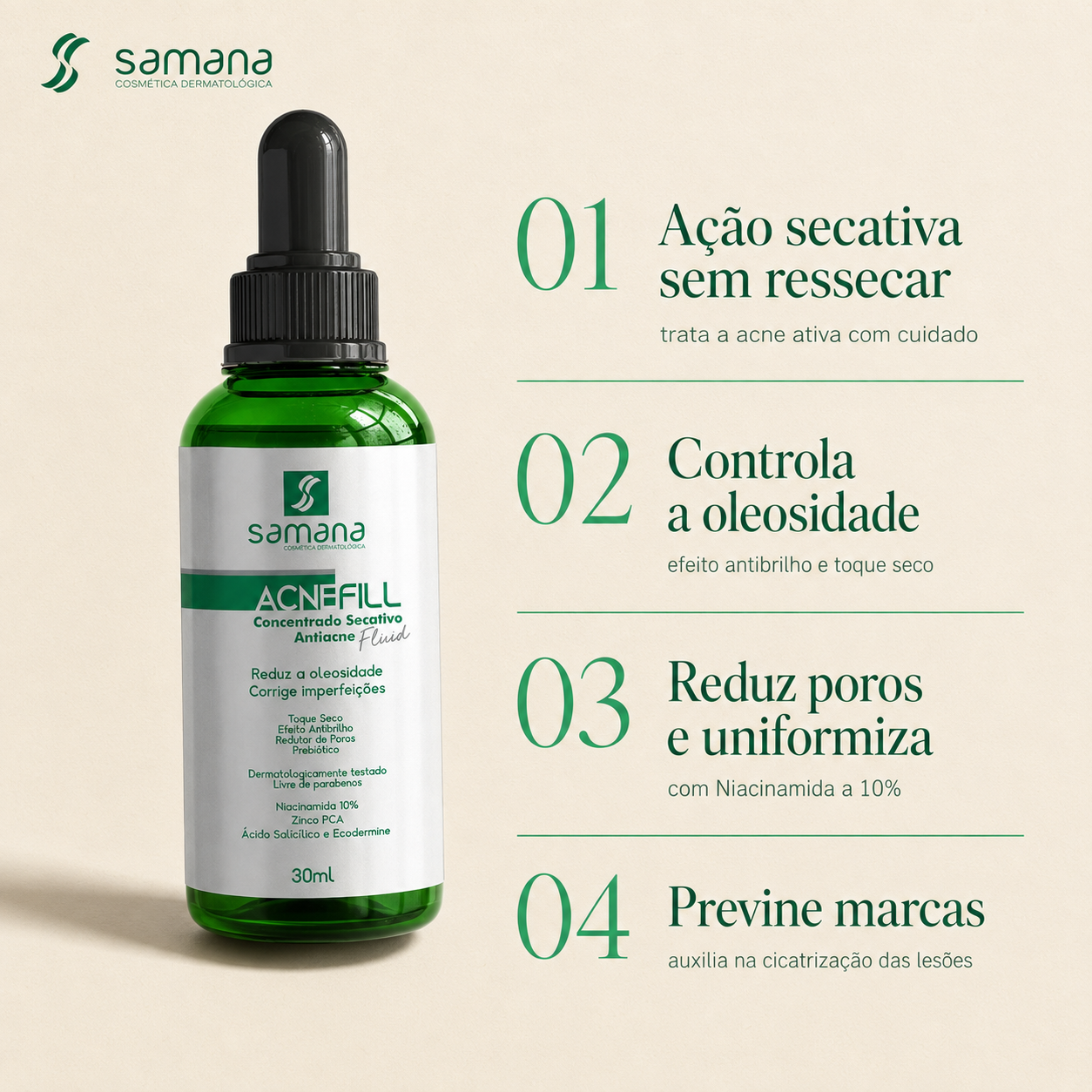 Fluido Ultra Secativo Concentrato Antiacne Acne Fiil Fluid 30ml