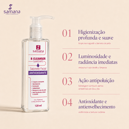 Sabonete Facial B Cleanser Antioxidante Samana 120ml — principais benefícios