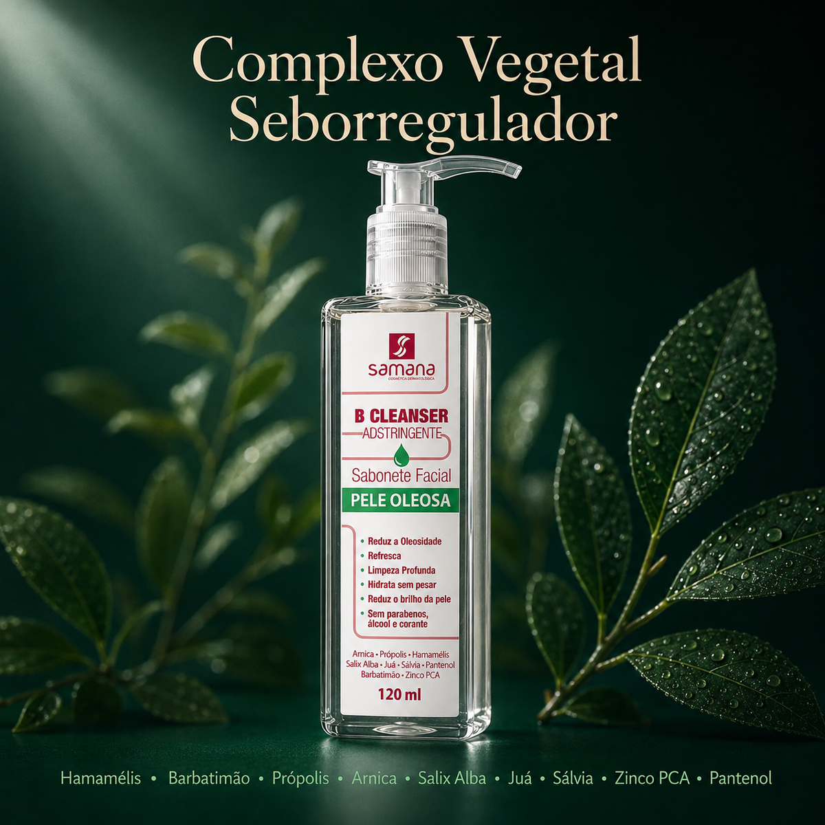 Sabonete Facial B Cleanser Adstringente Samana 120ml — tecnologia e ativos