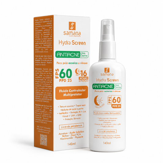 Protetor Solar Fluido Antiacne Hydra Screen FPS 60 140ml