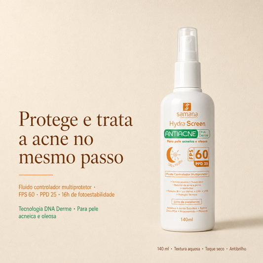 Protetor Solar Fluido Antiacne Hydra Screen FPS 60 140ml