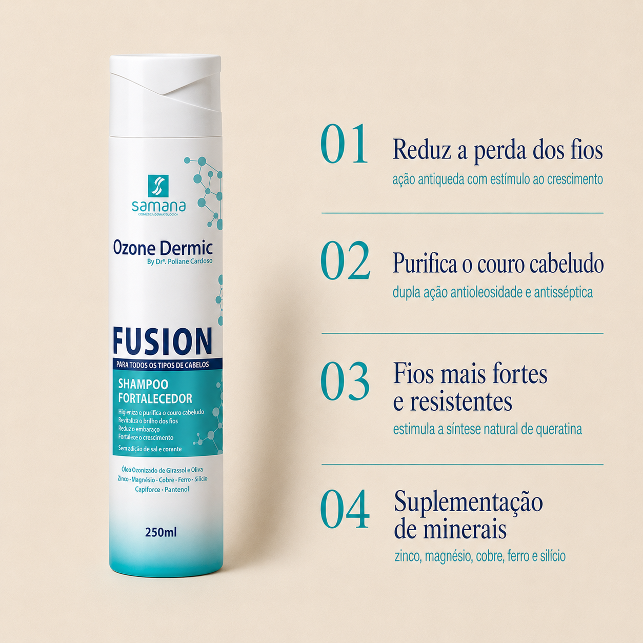 Samana Shampoo Fortalecedor com Ozônio Ozone Dermic 250ml