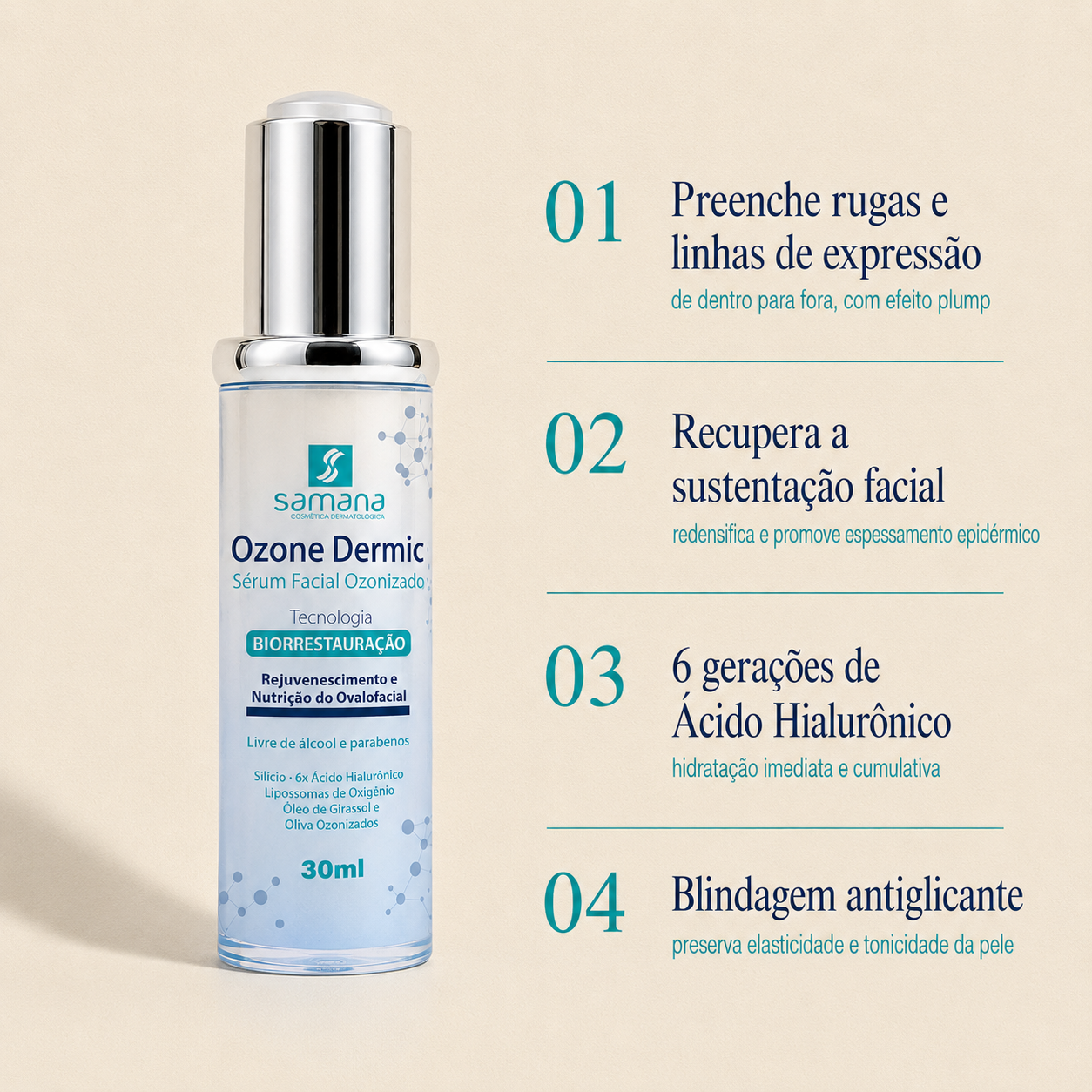 Samana Sérum Facial Ozonizado Ozone Dermic 30ml