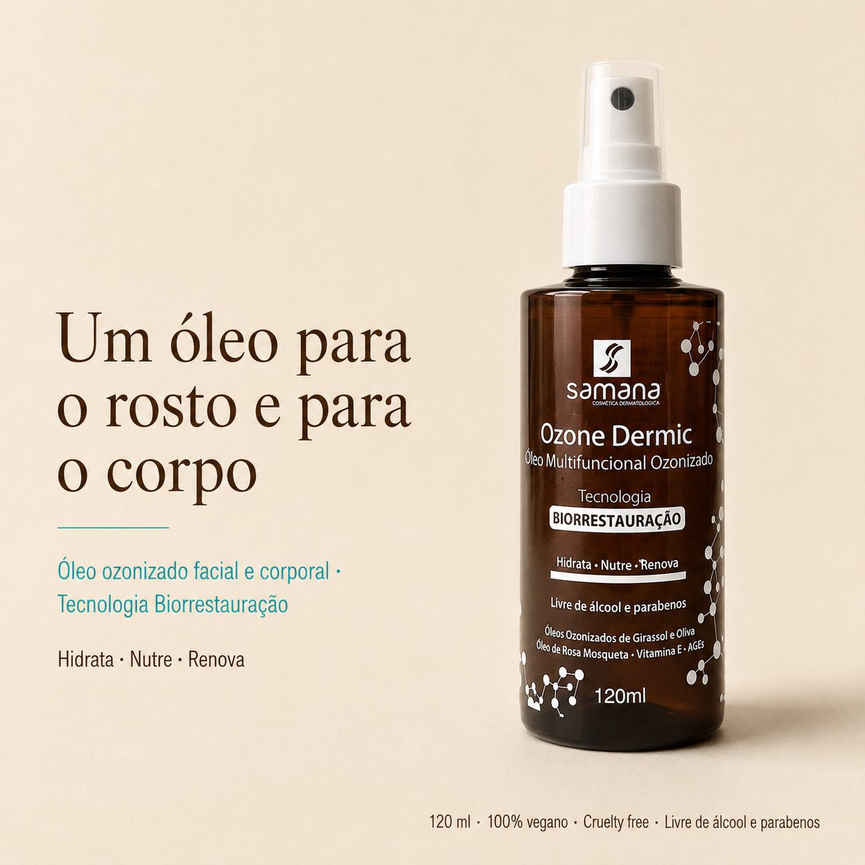 Samana Óleo Facial e Corporal Multifuncional Ozone Dermic 120ml