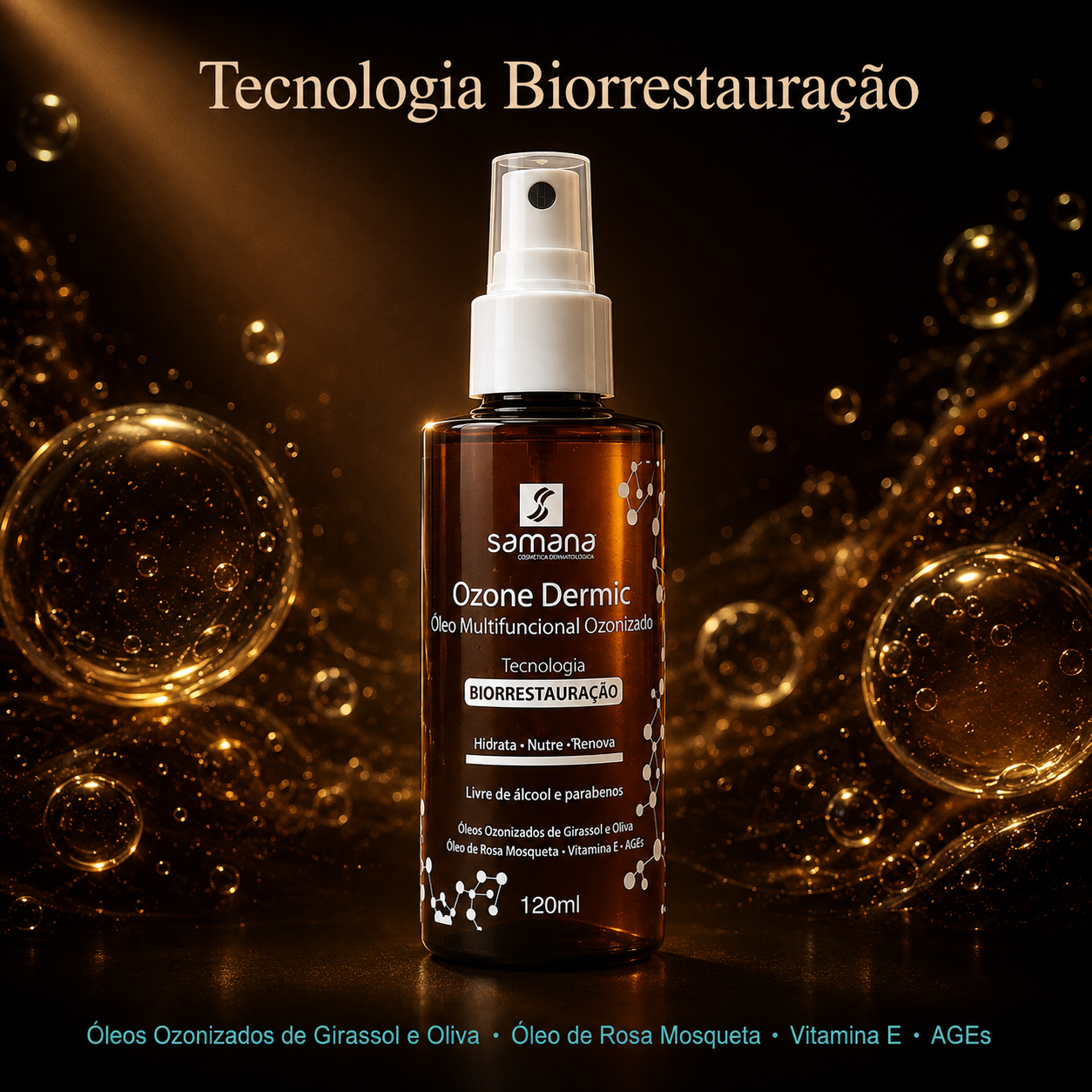 Samana Óleo Facial e Corporal Multifuncional Ozone Dermic 120ml
