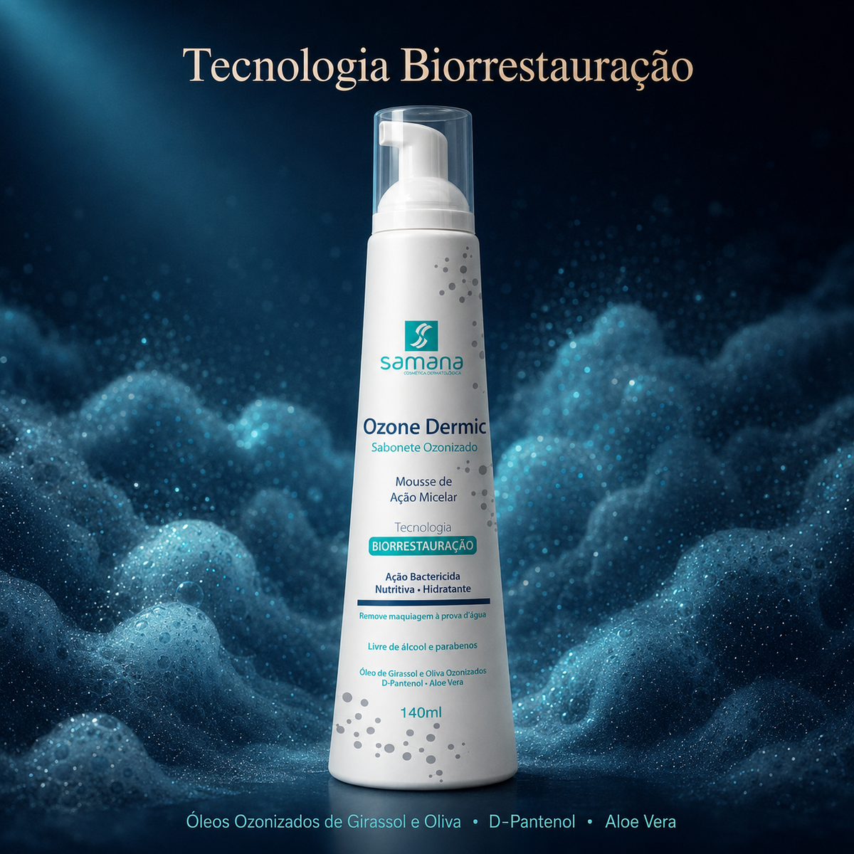 Samana Sabonete Facial Micelar Ozonizado Ozone Dermic 140ml — tecnologia e ativos