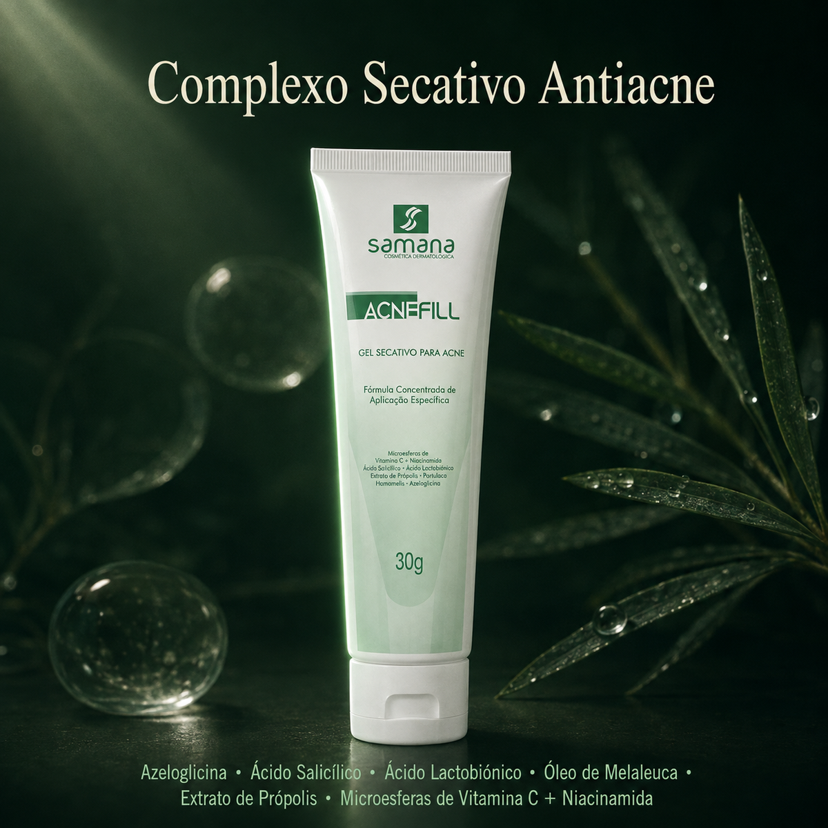 Samana Gel Secativo para Acne Acne Fill 30g — tecnologia e ativos