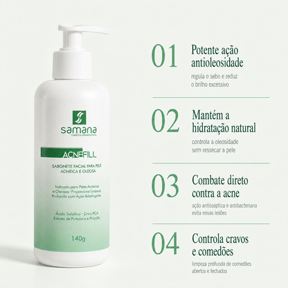 Samana Sabonete Facial Pele com Acne Acne Fill 140ml