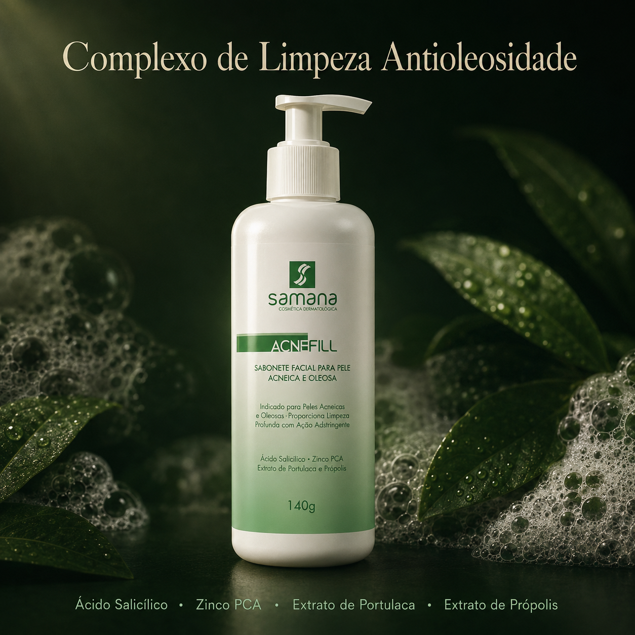 Samana Sabonete Facial Pele com Acne Acne Fill 140ml