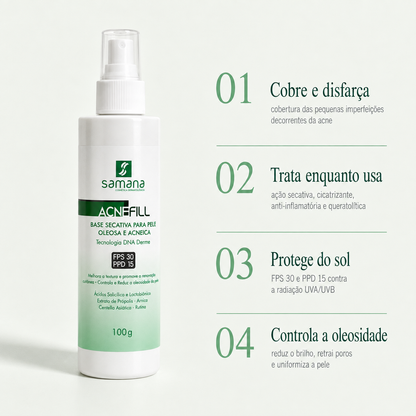 Samana Base Secativa FPS 30 Acne Fill Natural 100ml