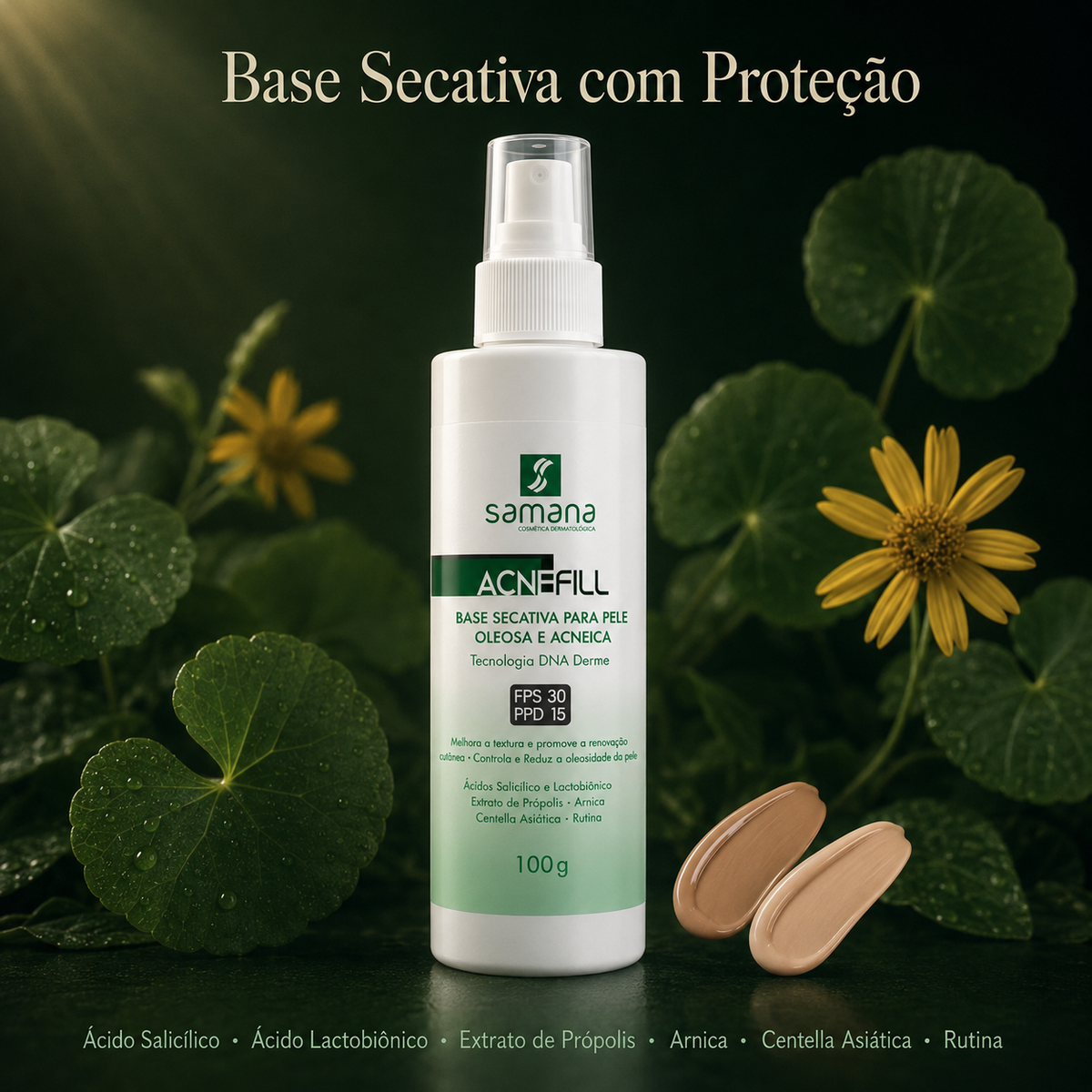 Samana Base Secativa FPS 30 Acne Fill Natural 100ml
