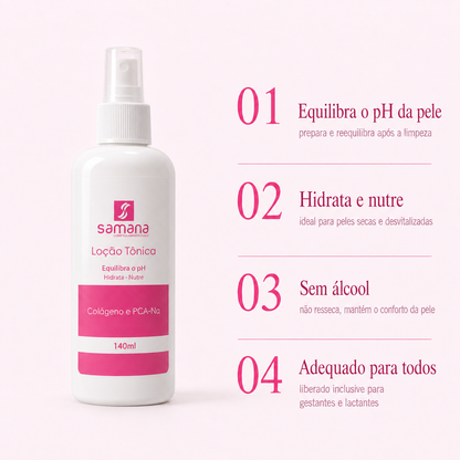 Samana Loção Tônica Colágeno PCA-Na Sem Álcool 140ml — principais benefícios