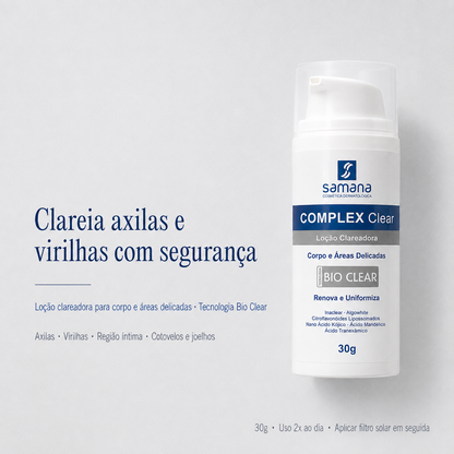 Samana Loção Clareamento de Axilas Complex Clear 30g — clareia axilas e virilhas com segurança