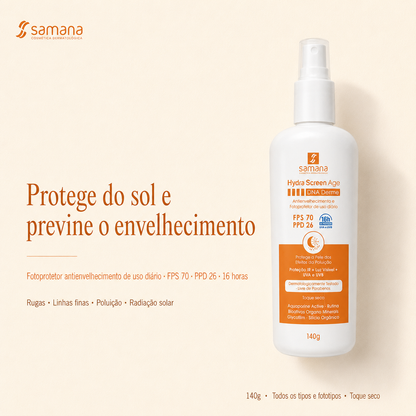 Samana Protetor Solar Pele Seca Hydra Screen Age FPS 70 140g