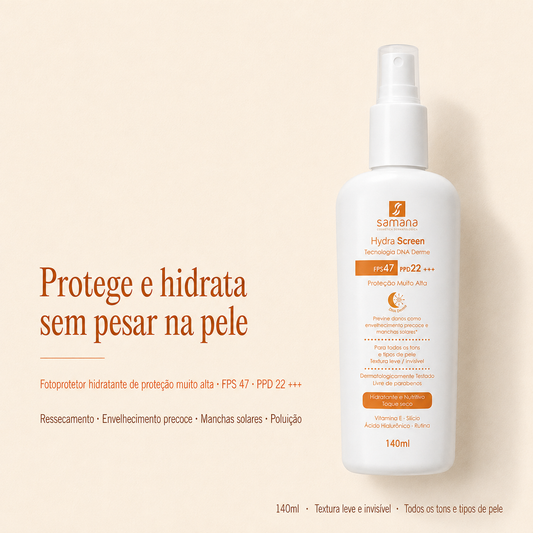 Samana Protetor Solar Hydra Screen Loção Facial FPS 47 140ml