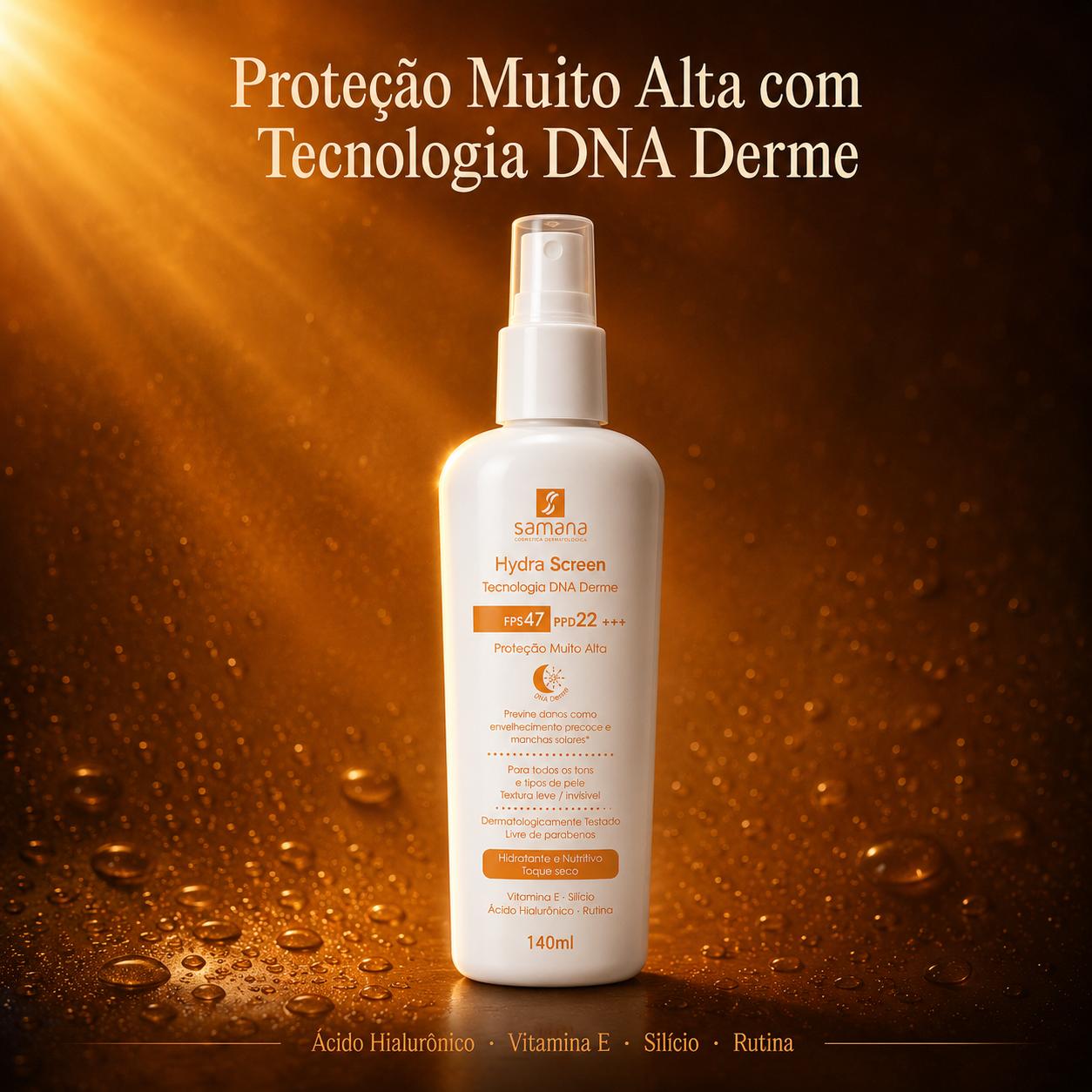 Samana Protetor Solar Hydra Screen Loção Facial FPS 47 140ml