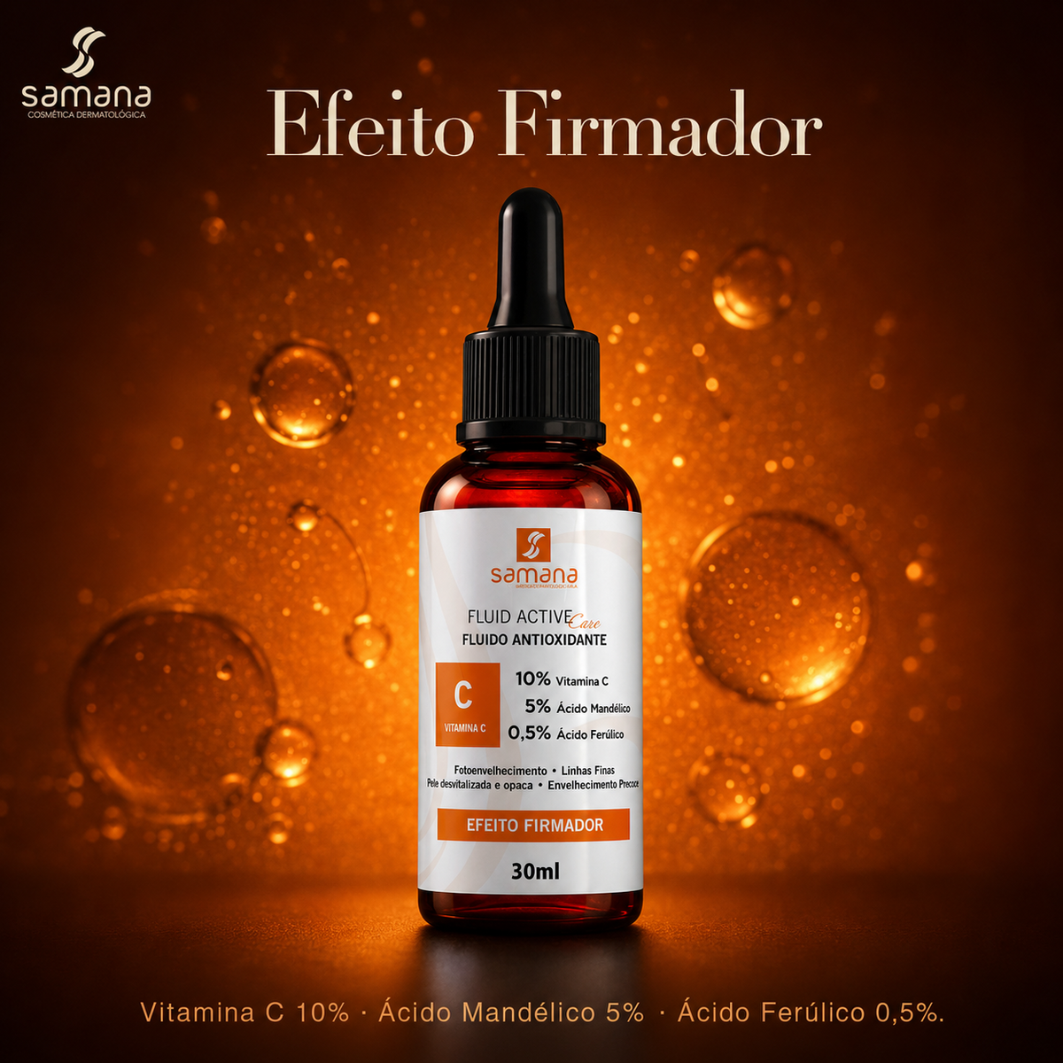 Fluido Facial Active Care Antioxidante Samana 30ml — tecnologia e ativos